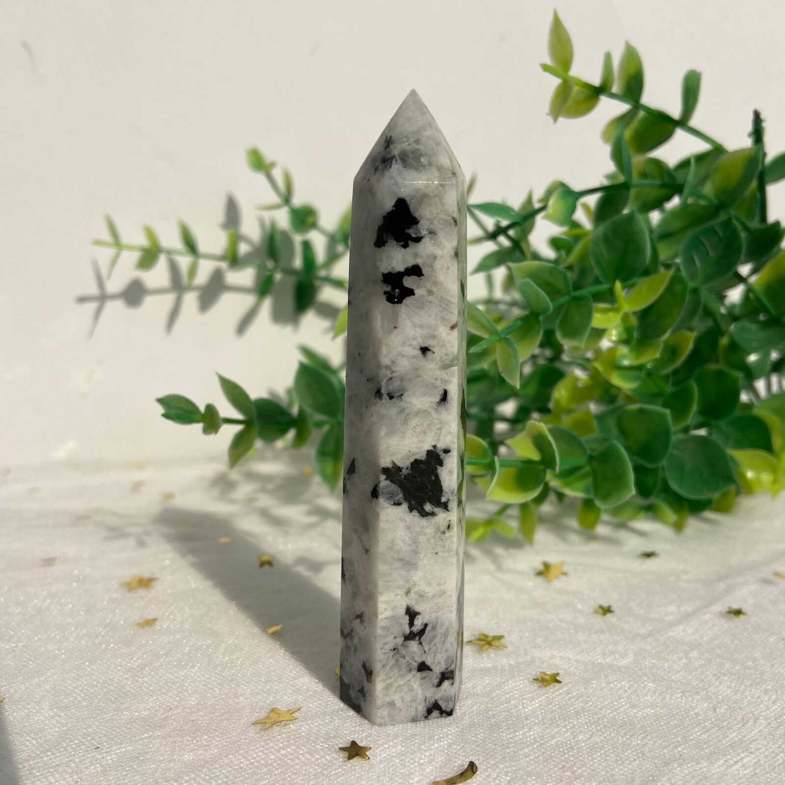 62g Moonstone Tower Point Quartz Crystal Specimen Polished Healing