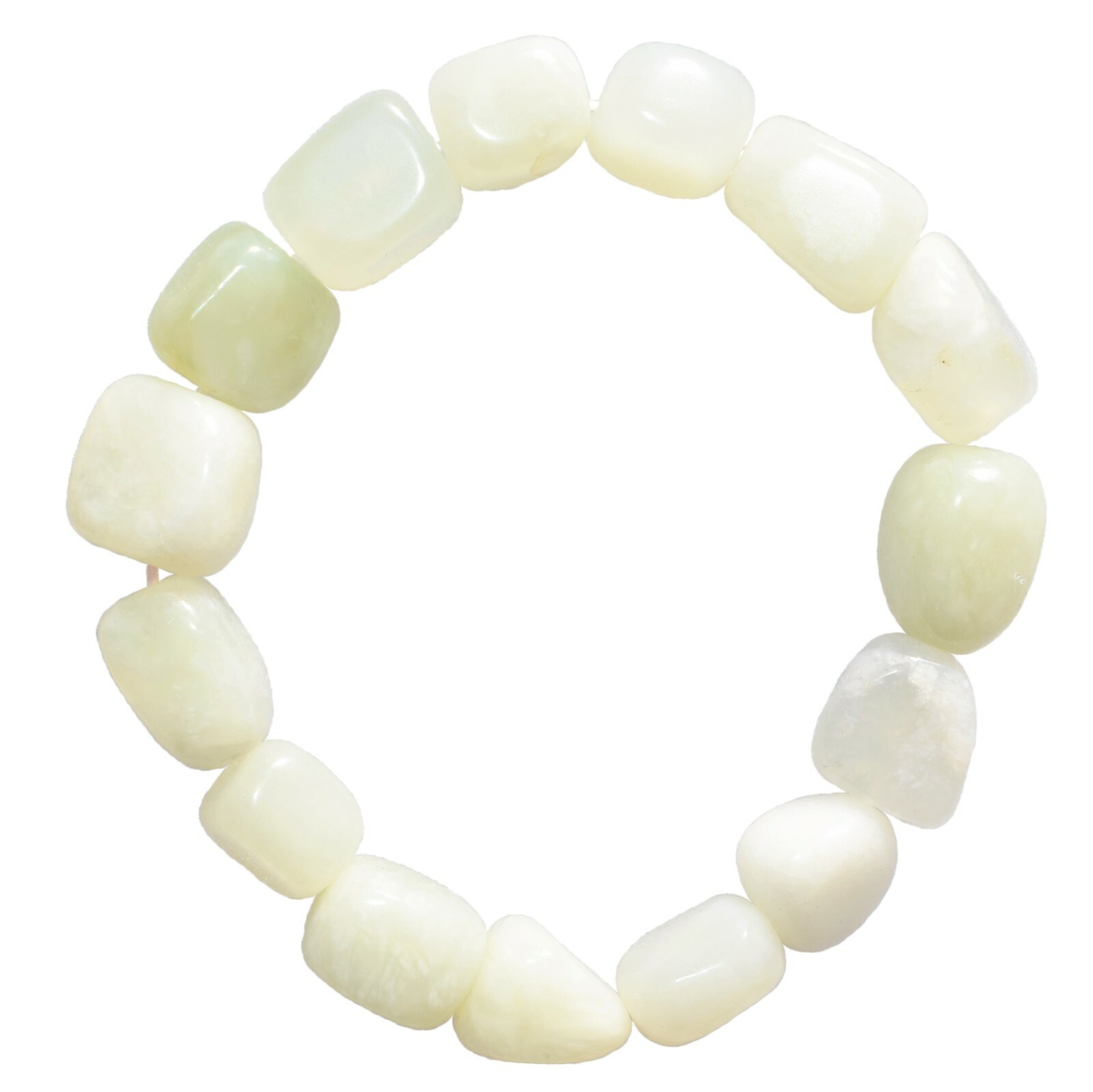 Premium CHARGED Serpentine Crystal Nugget Stretchy Bracelet + Selenite Heart