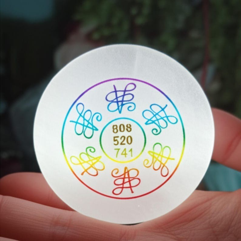 Rainbow Sacred Geometry Crystal Plate: Reiki Chakra Healing, Angel Numbers
