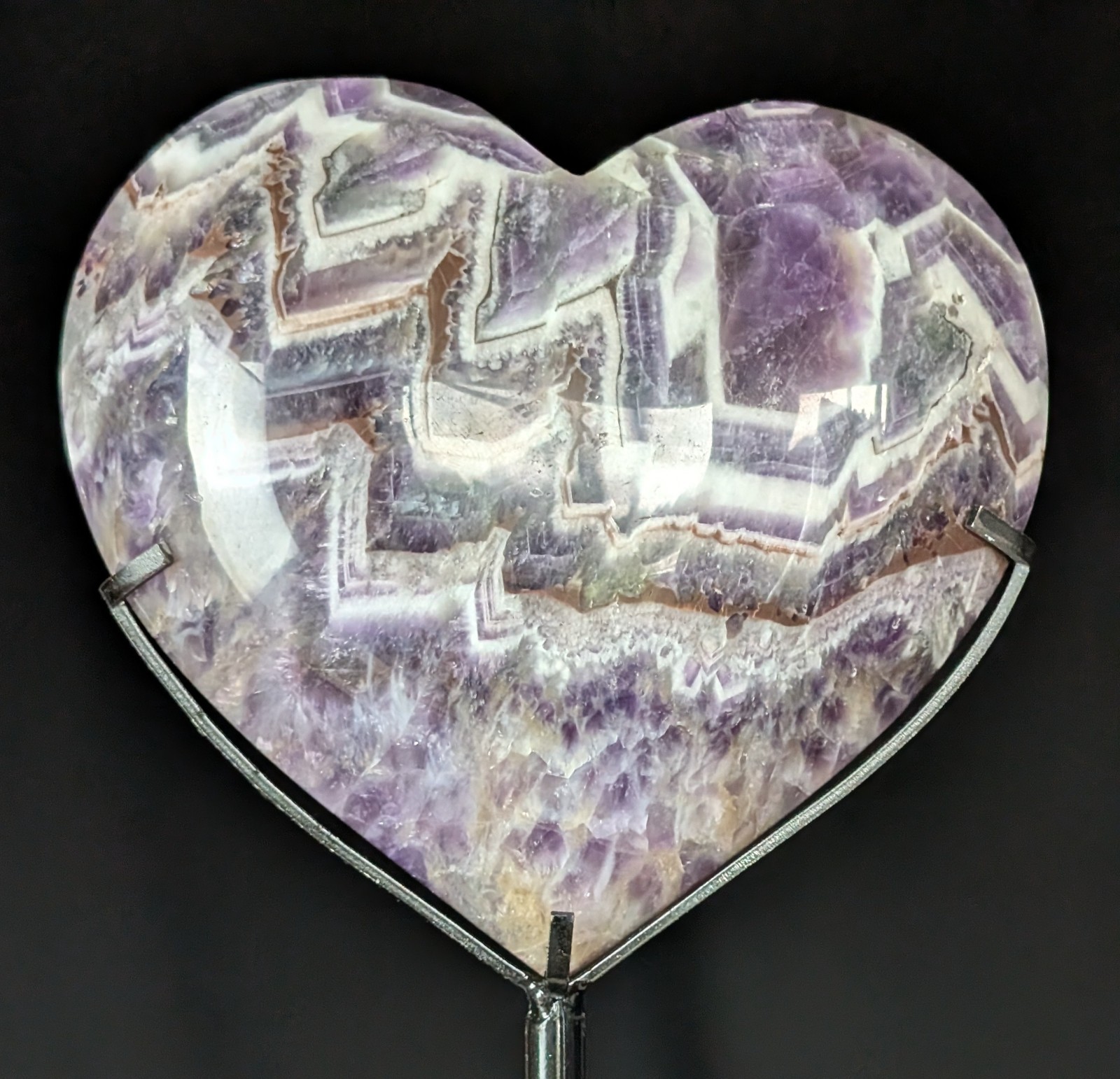 Chevron Amethyst Heart Carving Dream Large Big Crystal Gemstone Chakra