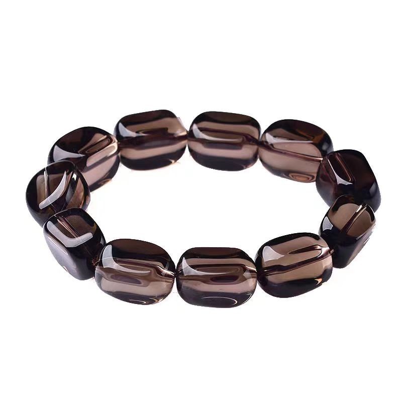 Natural Smoky Quartz Round Bead Bracelet Adult Collector’s Item