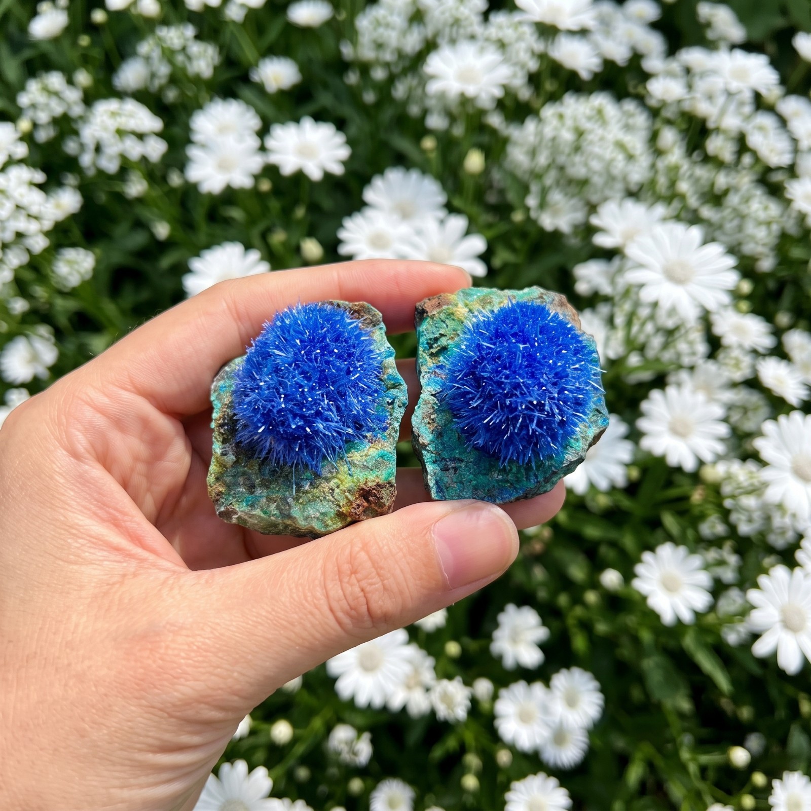 Natural Blue Dandelion Zeolite Crystal Specimen Healing Mineral Matrix 50-80g