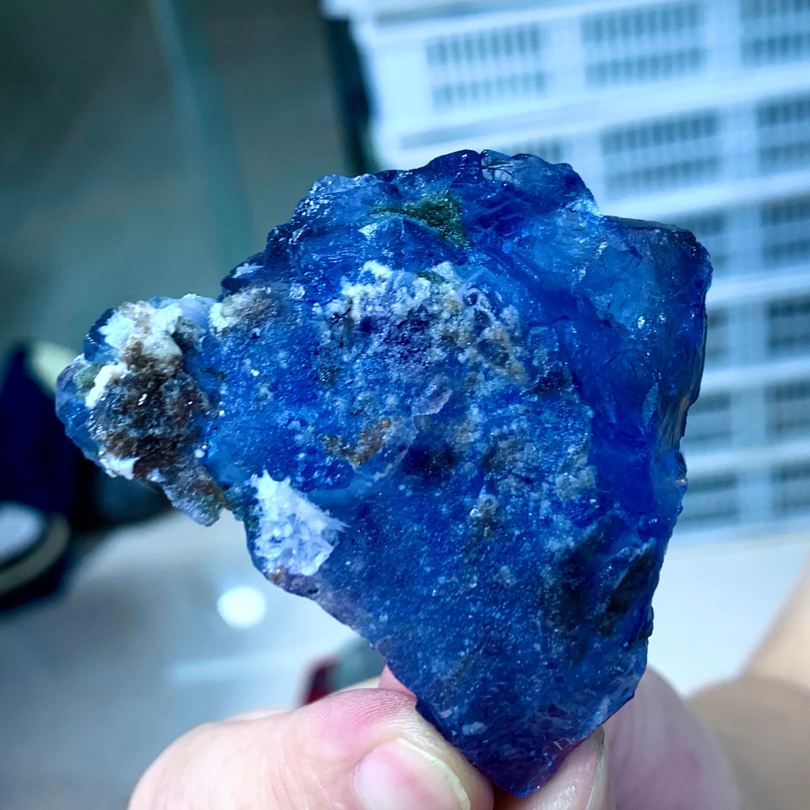 82G Rare transparent blue fluorite cubic mineral crystal sample/China