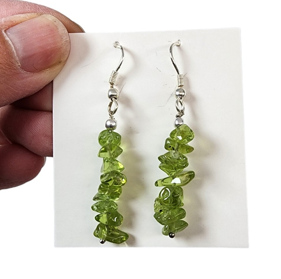 Peridot Chip Earrings in Sterling Silver Plated. 10 Pair Lot