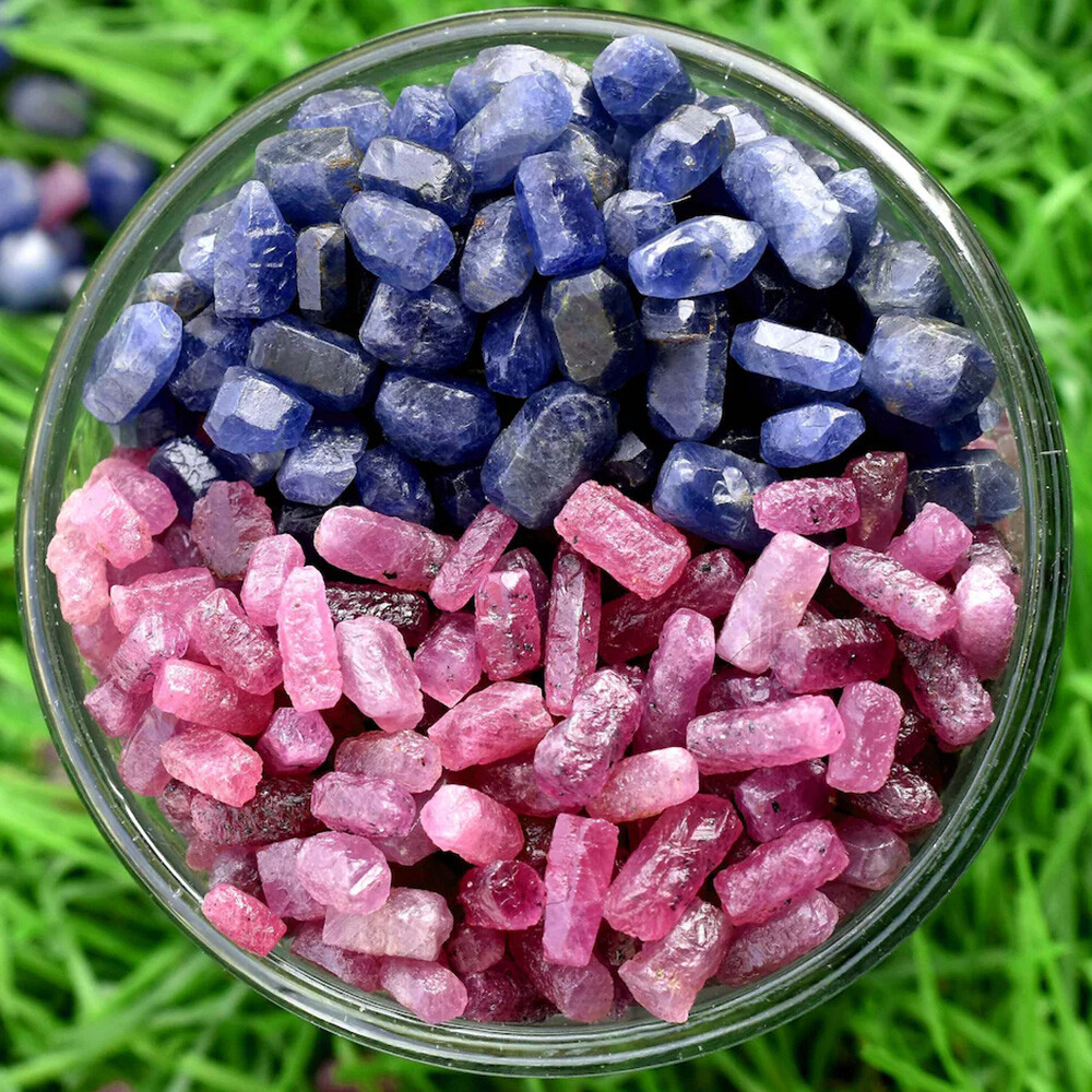 50g/100g Bulk Rough Natural Blue Sapphire Ruby Corundum Crystal Healing Specimen