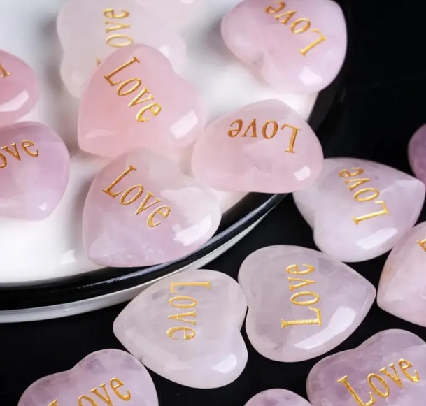 Love Pink Heart Shaped Crystals Rose Quartz Crystal Lover Birthday Healing Gifts