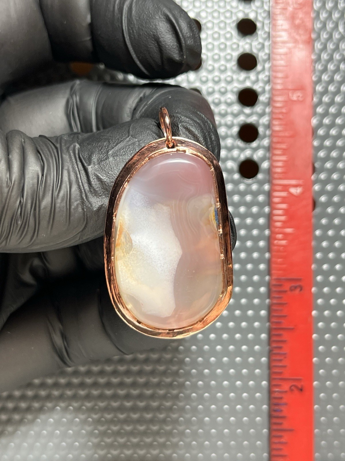 Pink Mozambique Agate Beautifully Set In Copper. Pendant Number 157￼