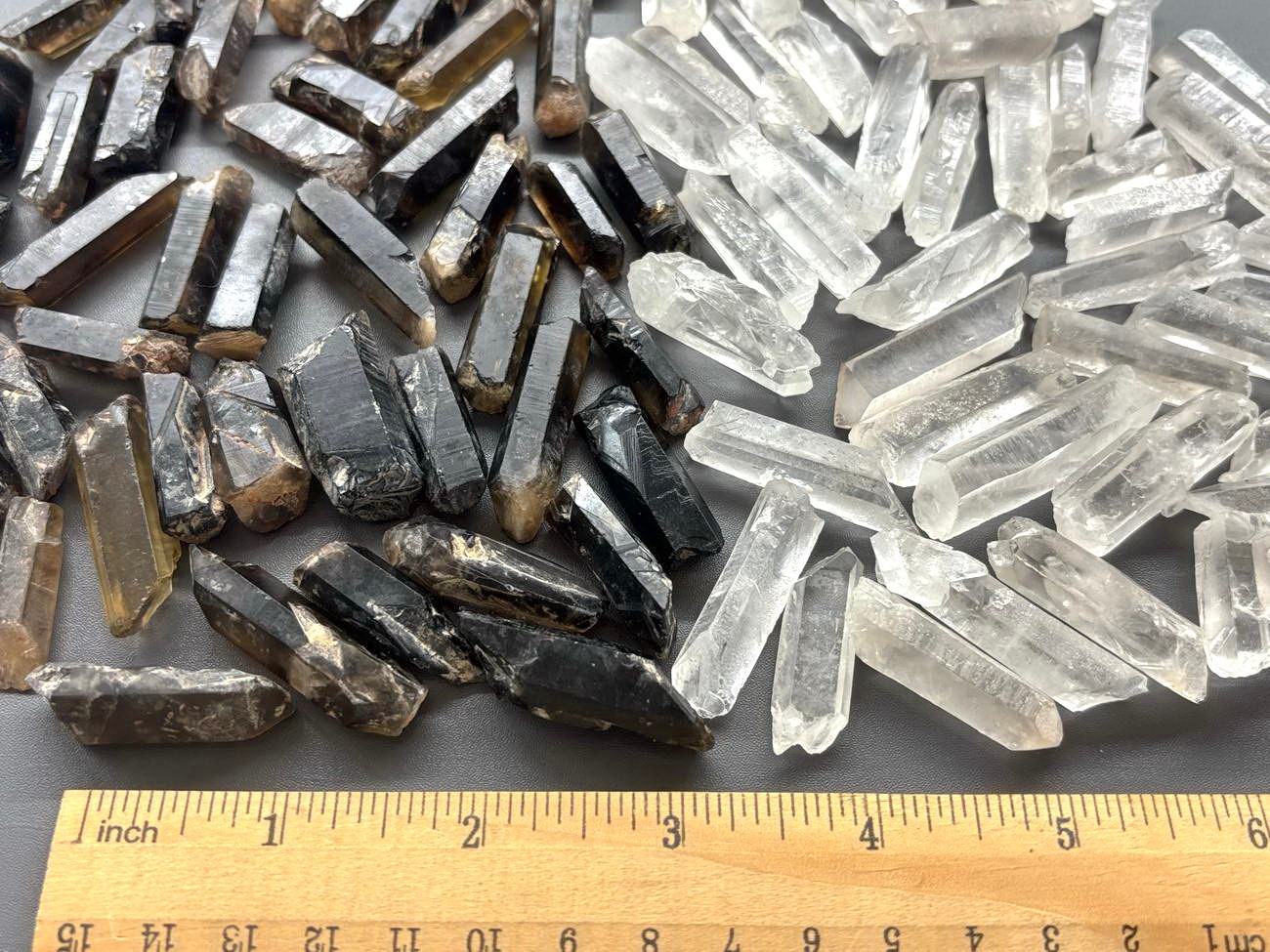 100pcs Bulk Mixed Clear & Smoky Quartz Crystal Shards Broken Terminated Wands